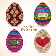 Set of knitted Easter eggs icons