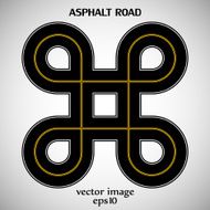 Asphalt road black color with yellow solid double marking
