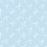 Scissors vintage style vector seamless pattern blue and white