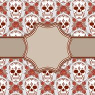 Vector vintage frame with skulls N3