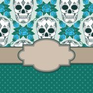 Vector vintage frame with skulls N4