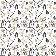 Creeping plant and pale color floral seamless pattern design