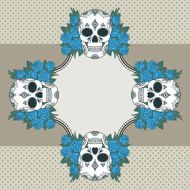 Vector vintage frame with skulls N5