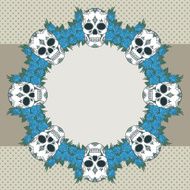 Vector vintage frame with skulls N7