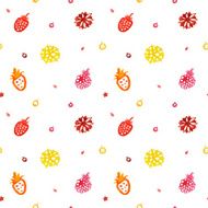 Watercolor seamless vector pattern (multicolored) Berries and flowers