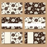 Business cards with brown and white floral pattern Vector illustration