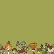 Seamless vector border of different mushrooms N7