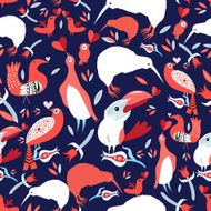 Bright floral pattern with birds N3
