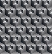 Monochrome illusive abstract geometric seamless pattern N3
