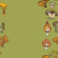 Seamless vector border of different mushrooms N8