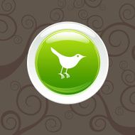 Twisted tweeter bird on button illustration