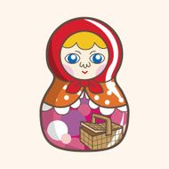 Matryoshka Russian traditional wooden doll vector pattern el N315
