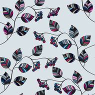 Seamless pattern with stylized leaves and berries
