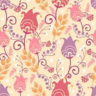 Folk tulips seamless pattern