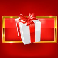 White gift on red background