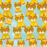 Seamless background with funny cats on blue background Vector N2