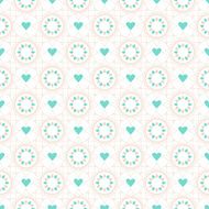 Seamless vector geometric pattern of spiral elements and hearts
