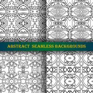 Vector Set of 4 Seamless Monochrome Abstract Pattern N12