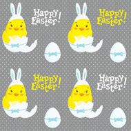 Easter seamless pattern with cute little chickens