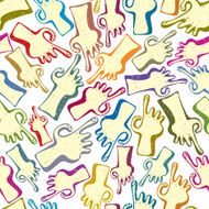 Finger pointing hands seamless pattern