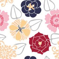 Vector Seamless Pattern of Colored Flowers