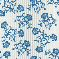 Seamless blue flowers background with stripes
