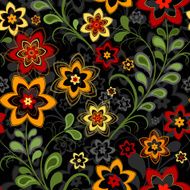 Seamless floral black pattern