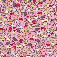 Cake and candy seamless pattern
