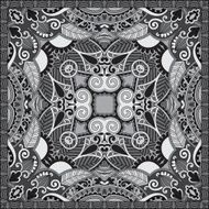 black and white ornamental floral paisley bandanna N3