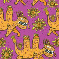 Running yellow dragons and flowers