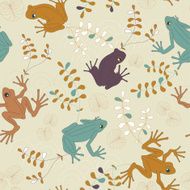 Vector Seamless Pattern with Colored Frogs