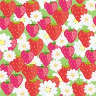 Fresh strawberry seamless pattern with flowers