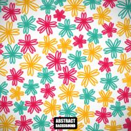 Abstract colored futuristic flowers on the gray background