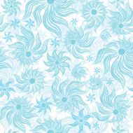 Abstract art blue vector flower seamless
