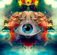 Human eye on colored creative background N3