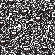 Owls and bones seamless pattern N2