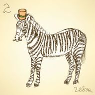 Sketch fancy zebra in vintage style