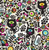 Cute monsters - black cats seamless pattern N2