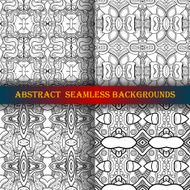 Vector Set of 4 Seamless Monochrome Abstract Pattern N13