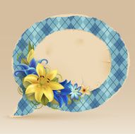 Vintage bubble for speech with flowers N2