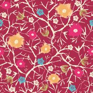Blossoming Tree Painted Seamless Pattern Background