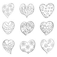 set of different isolated hearts
