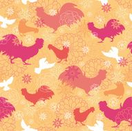 Farm Birds Seamless Pattern Background
