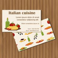 Template for cards on cartoon italian food theme