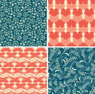 red blue floral patterns N2