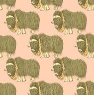 Sketch fancy yak in vintage style