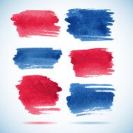 Brushstroke banners Ink red and blue watercolor spot backgrounds Template