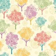 Doodle Trees Seamless Pattern Background N2