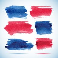 Brushstroke banners Ink red and blue watercolor spot backgrounds Template N2