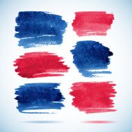 Brushstroke banners Ink red and blue watercolor spot backgrounds Template N3